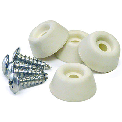 Rubber Bumpers, Screw-On, Almond, 7/8-In., 4-Pk.