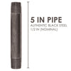 BK Products 1/2 in. MPT x 5 in. L Black Steel Nipple (Pack of 5)