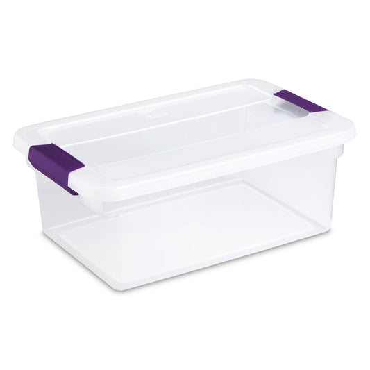 Sterilite 17531712 15 Quart ClearView Latch™ Storage Box With Sweet Plum Latches (Pack of 12)