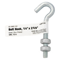 Hampton Small Zinc-Plated Silver Zinc 0.8125 in. L Hook Bolt 165 lb. 1 pk (Pack of 10) - Deal of The Week