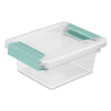 Sterilite 19698606 6-5/8" X 5" X 2-3/4" Clear Mini Clip Box With Blue Aquarium Latches (Pack of 6)
