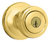 Kwikset SmartKey Cameron Polished Brass Entry Lockset KW1 1-3/4 in.