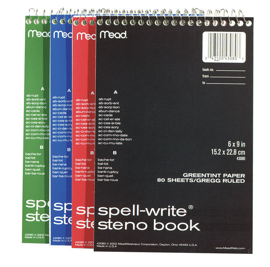 Mead 6 in. W x 9 in. L College Ruled Spiral Steno Book