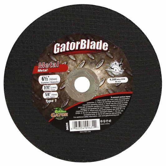 Gator 6-1/2 in. D X 5/8 in. Aluminum Oxide Metal Cutting Wheel 1 pc