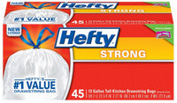 Hefty Strong 13 gal Kitchen Trash Bags Drawstring 45 pk 0.9 mil