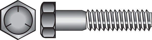 Tornillos de cabeza hexagonal de acero galvanizado con tratamiento térmico de 7/16 pulg. de diámetro x 1 pulg. de largo de Hillman, paquete de 50