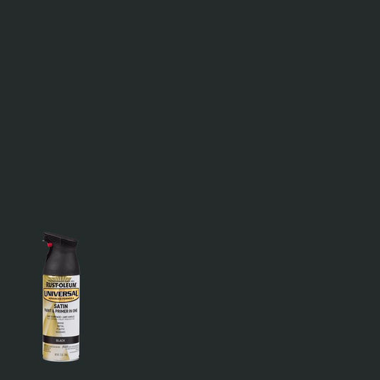 Rust-Oleum Universal Paint & Primer in One Satin Black Spray Paint 12 oz. (Pack of 6)