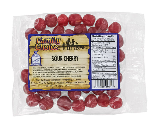 Family Choice Sour Cherry Chewy Candy 7.5 oz (Pack of 12)
