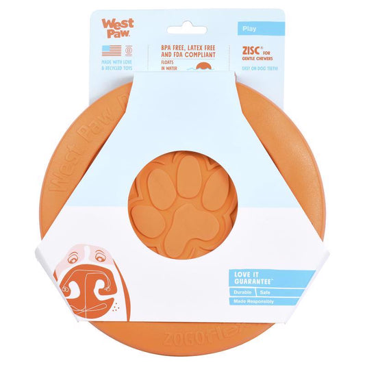 West Paw Zogoflex Orange Plastic Zisc Disc Pet Toy Large in. 1 pk