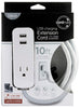Cordinate Indoor 10 ft. L Gray/White Extension Cord 10/3