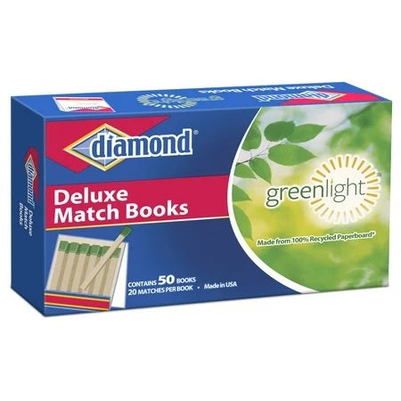 Cerillas de libro Diamond Greenlight Deluxe, 20 unidades (paquete de 30) - Caja abierta