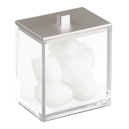 Interdesign 41480 3.5 X 2.5 X 4.5 Clear & Brushed Clarity Canister With Lid