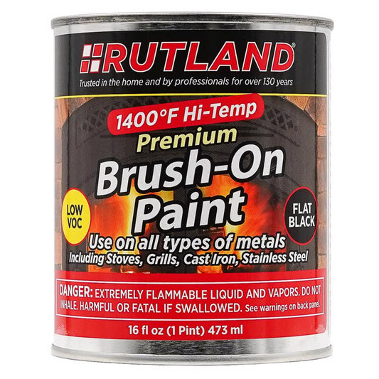 Rutland Brush On Flat Black High Heat Low VOC Paint 16 oz (Pack of 6)