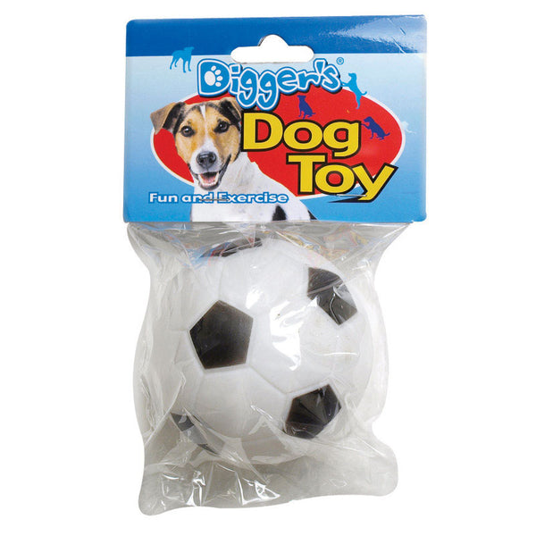Juguete para perro con forma de balón de fútbol de vinilo blanco y negro Boss Pet Digger's, mediano, paquete de 1 - Oferta de la semana