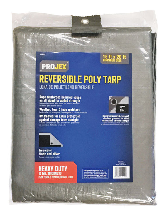 Projex 16 ft. W X 20 ft. L Heavy Duty Polyethylene Reversible Tarp Black/Silver