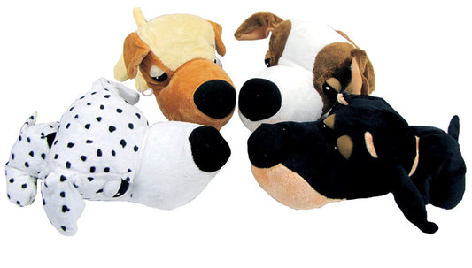 Fathedz Multicolored Beagle, Dalmation, Doberman and Golden Retriever Plush Dog Toy Large 1 (Pack of 12)