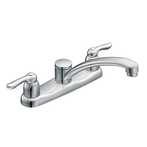 Chrome two-handle low arc kitchen faucet