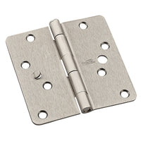 Security Hinge, Satin Nickel, 1/4-In. Radius, 4-In.