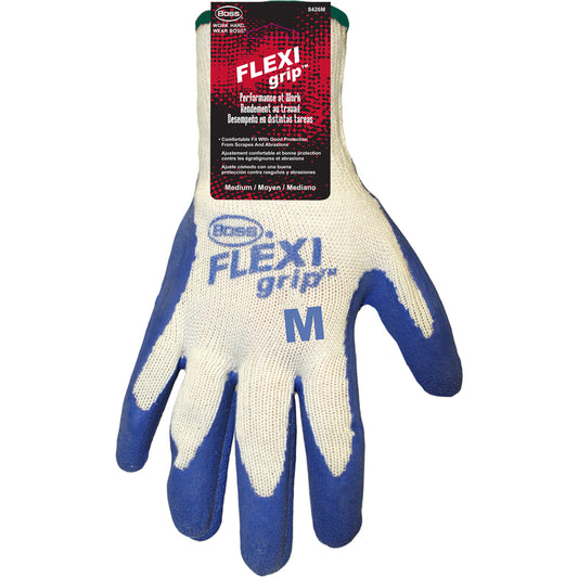 Boss Flexi Grip Knit Work Gloves Blue/White M 1 pair