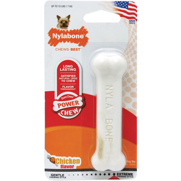 Nylabone Power Chew Bone Dog Toy for Strong Chewers, XS Size, Chicken Flavor