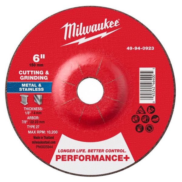 Milwaukee 6 in. D X 7/8 in. X 1/8 in. thick Metal Cutting/Grinding Disc 1 pc