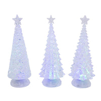 Gerson Clear Lighted Spinning Water Globe Trees Table Decor 13 in. (Pack of 3)
