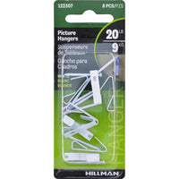 Hillman AnchorWire Steel-Plated White Standard Picture Hanger 20 lb. 8 pk (Pack of 10)