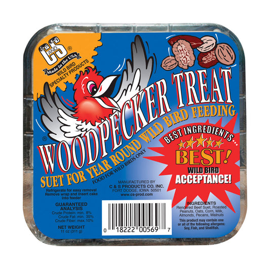 C&S Products Woodpecker Treat Assorted Species Wild Bird Food Beef Suet 11 oz. (Pack of 12)