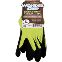 Work Gloves, Double-Coated Latex Palm, Yellow Nylon, Large