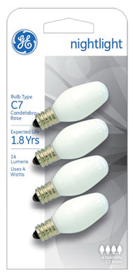 GE C7 E12 (Candelabra) Night Light Bulb White 0 Watt Equivalence 4 pk (Pack of 6)
