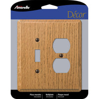 Amerelle Contemporary Light Brown 2 gang Oak Wood Duplex/Toggle Wall Plate 1 pk