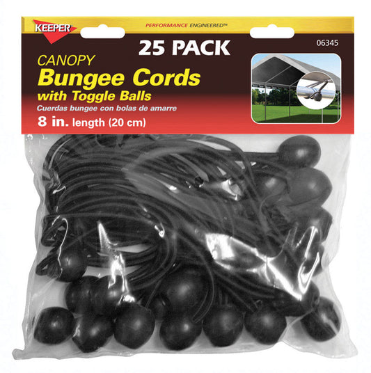 Keeper Black Bungee Ball Cord 8 in. L X 0.315 in. 25 pk