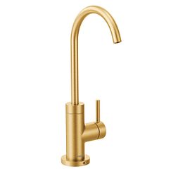 Brushed gold one-handle high arc beverage faucet