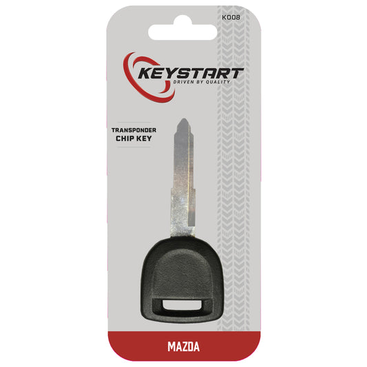 Duracell KeyStart Brass Black/Silver Automotive Double Sided Transponder Chip Key for Mazda