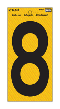 Hy-Ko 5 in. Reflective Black Vinyl Number 8 Self-Adhesive 1 pc. (Pack of 10)