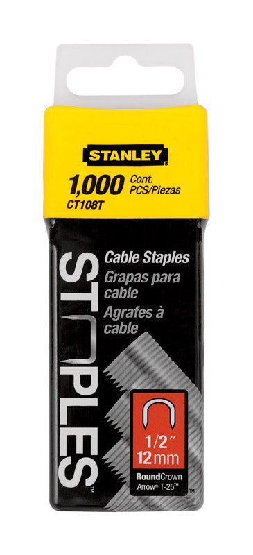 Stanley T25 5/16 in. W X 1/2 in. L 20 Ga. Round Crown Cable Staples 1000 pk
