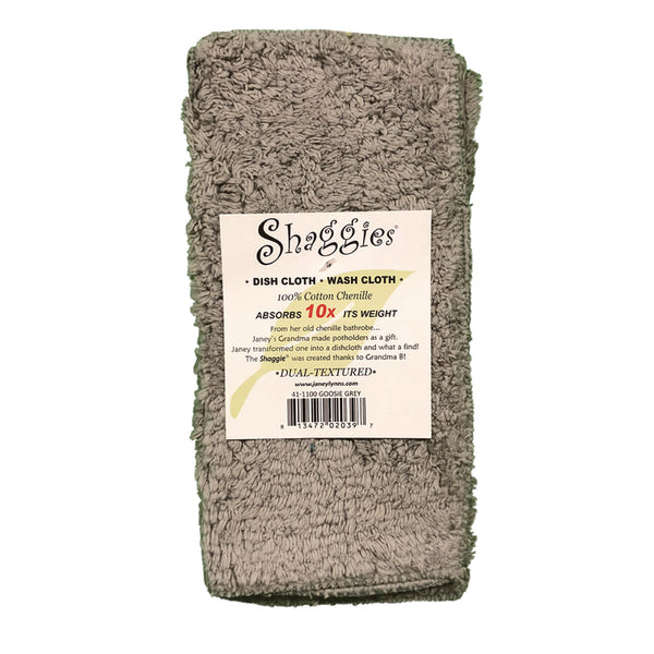 Paño de cocina liso de algodón gris Shaggies Goosie de Janey Lynn's Designs (paquete de 6)
