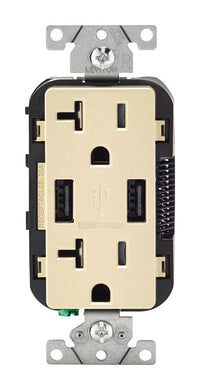 Leviton Decora 20 amps 125 V Type A Ivory Outlet and USB Charger 5-20R 1 pk