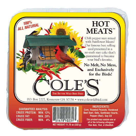 Cole's Hot Meats Assorted Species Beef Suet Wild Bird Food 11.75 oz