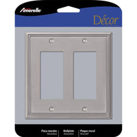 Amerelle Metro Brushed Nickel Gray 2 gang Die-Cast Metal Rocker Wall Plate 1 pk