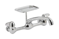 Homeswerks Polished Brass Handle Chrome Plated 1.8 GPM Aerator Wall Mount Kitchen Faucet