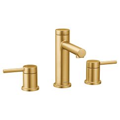 Brushed gold two-handle high arc bathroom faucet
