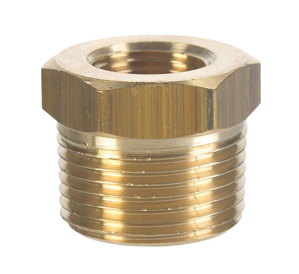 Buje hexagonal de latón amarillo JMF de 1/4 pulg. MPT x 1/8 pulg. de diámetro FPT (paquete de 10)