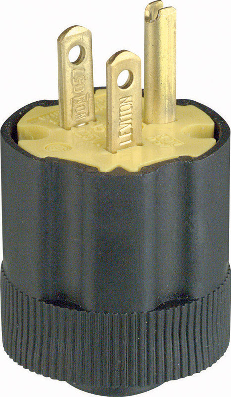 Leviton Commercial and Residential Rubber Grounding Plug 5-15P 18-14 AWG 2 Pole 3 Wire