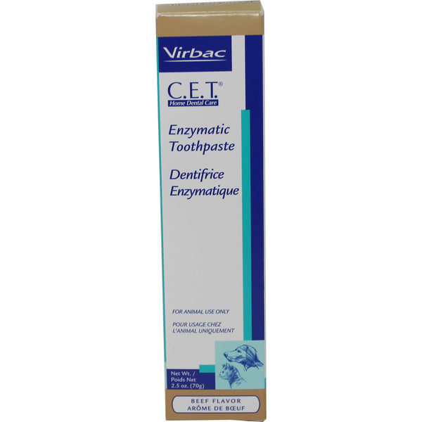 C.E.T. Enzymatic Toothpaste for Dogs & Cats Beef 2.5 oz | Non-Foaming Pet Toothpaste to Reduce Plaque & Support Oral Health