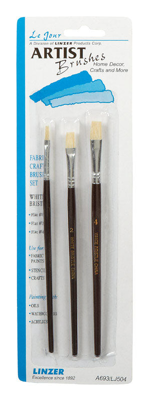 Linzer No. 0, 2, 4 W Flat Artist Paint Brush Set (Pack of 12)