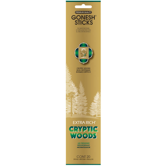 Gonesh Extra Rich Cryptic Woods Scent Incense Sticks 1 oz Solid 20 pk