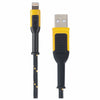 DeWalt Black/Yellow Reinforced Braided Lightning USB Charge and Sync Cable For Apple 4 ft. L