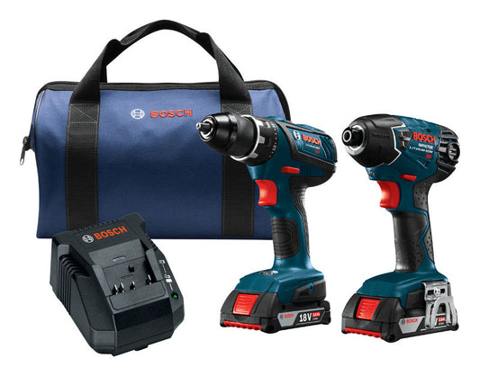 Bosch 18V Compact Tough Cordless Brushed 2 Tool Drill/Driver and Impact Driver Kit