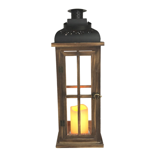 Vintage Decorative Lanterns Battery Powered LED, with 6 Hours  Timer,Indoor/Outdoor,Small Lanterns Decor for Christmas,black-1pc